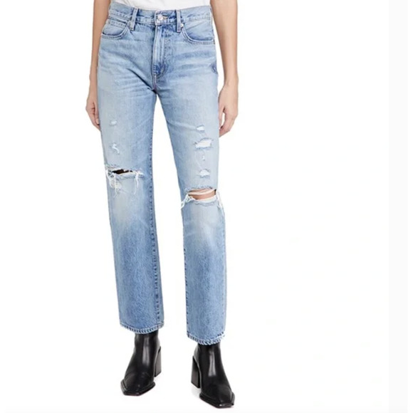 SLVRLAKE NWT 32 Sophie Straight Leg Jean Ventura Distressed Ripped Denim Capsule - Picture 1 of 10